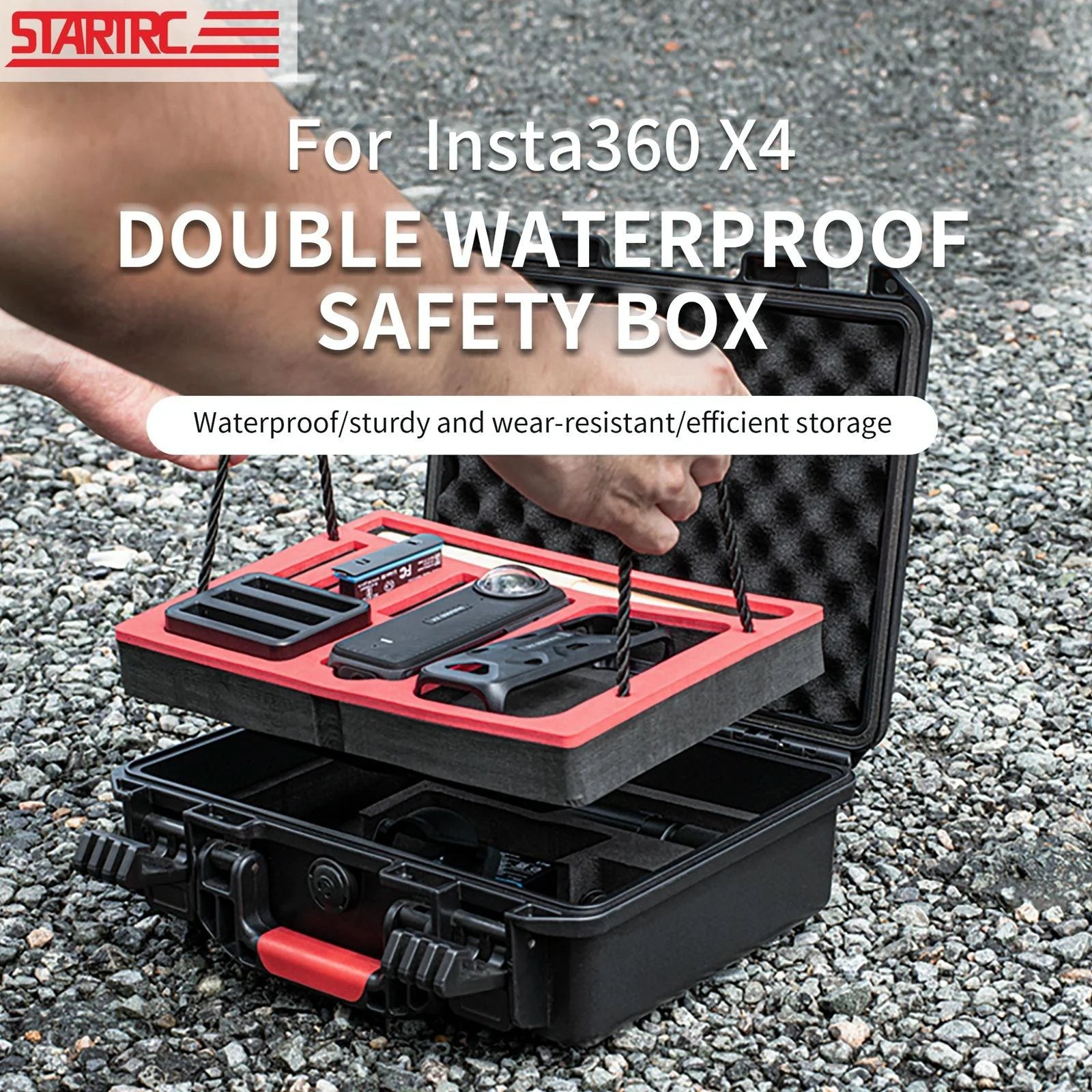 For Insta360 X4 STARTRC Waterproof EVA ABS Dual-layer Suitcase Storage Box (Black)